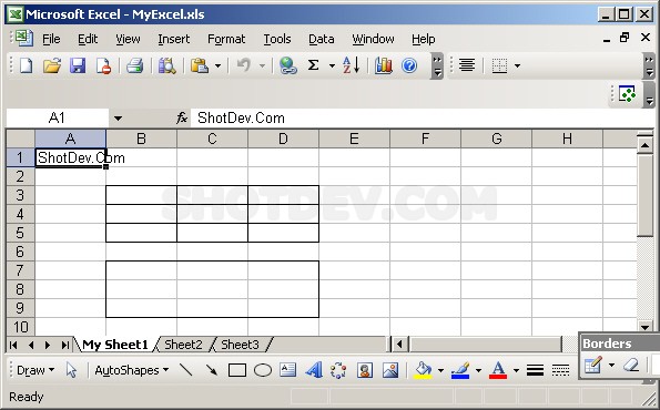 PHP & Add Cell Border in excel  (Excel.Application)