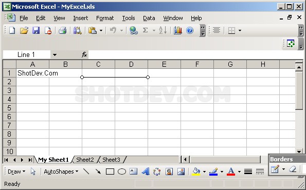 PHP & Draw Line in excel (Excel.Application)