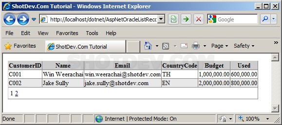 ASP.NET(vb.net) & Oracle List Rows Record Paging/Pagination